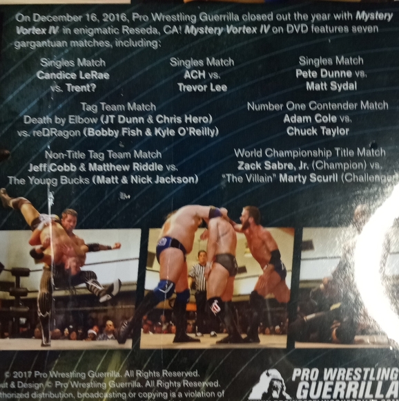 Pro Wrestling Guerrilla PWG DVD 2016 Mystery Vortex IV Adam Cole Zack Sabre Jr - Picture 3 of 3